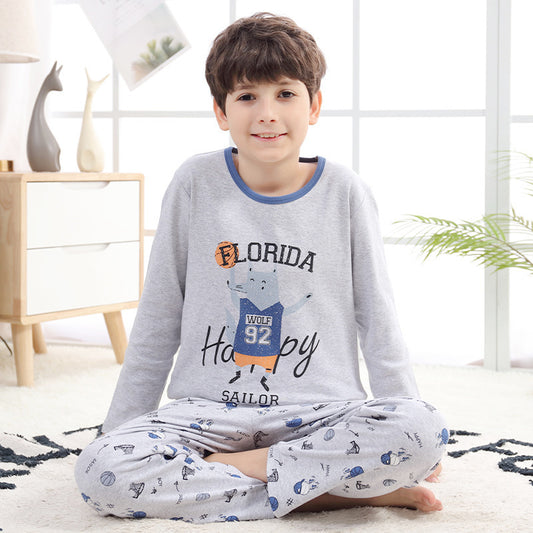 Boys Pajamas Spring And Autumn Pure Cotton Thin Long Sleeves