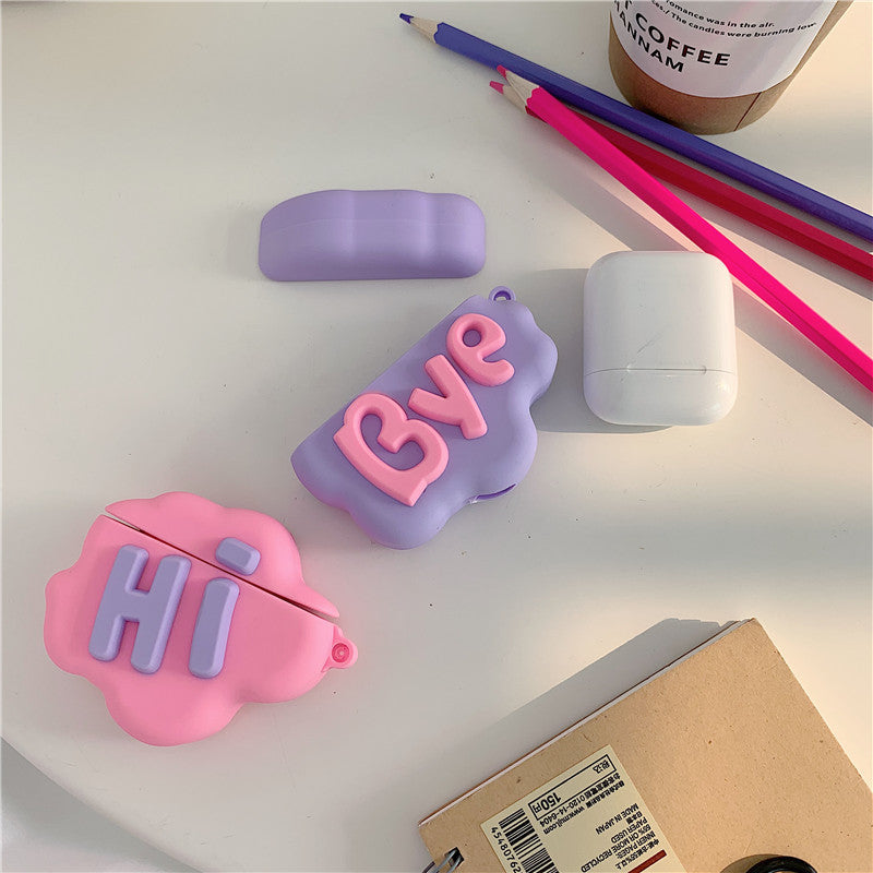 AirPod 2 Case 3D HI BYE Cloud Letter Cartoon Soft Silicone Wireless Earphone Cases For   Airpods Case Cute Cover