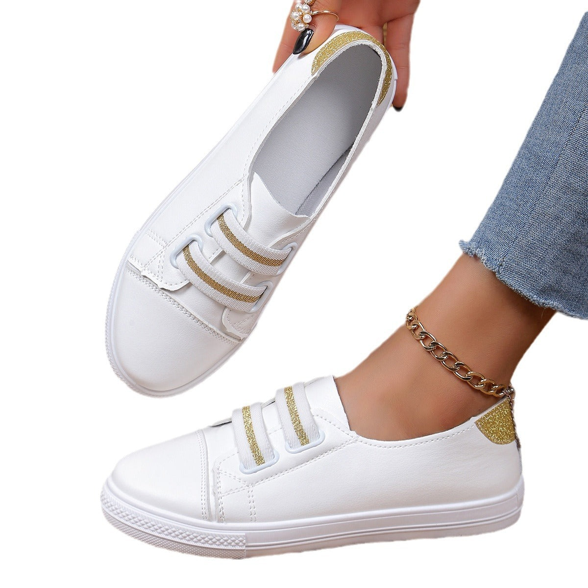 White Shoes Casual Versatile Slip-on Lazy Low-cut Flat