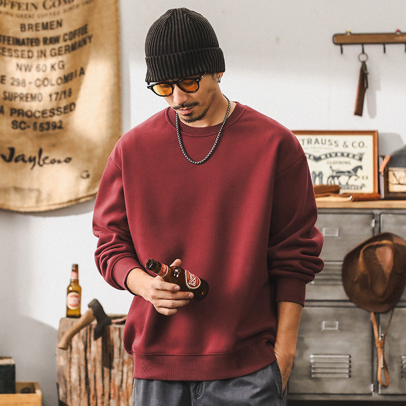 Loose And Simple Purplish Red Top For Men