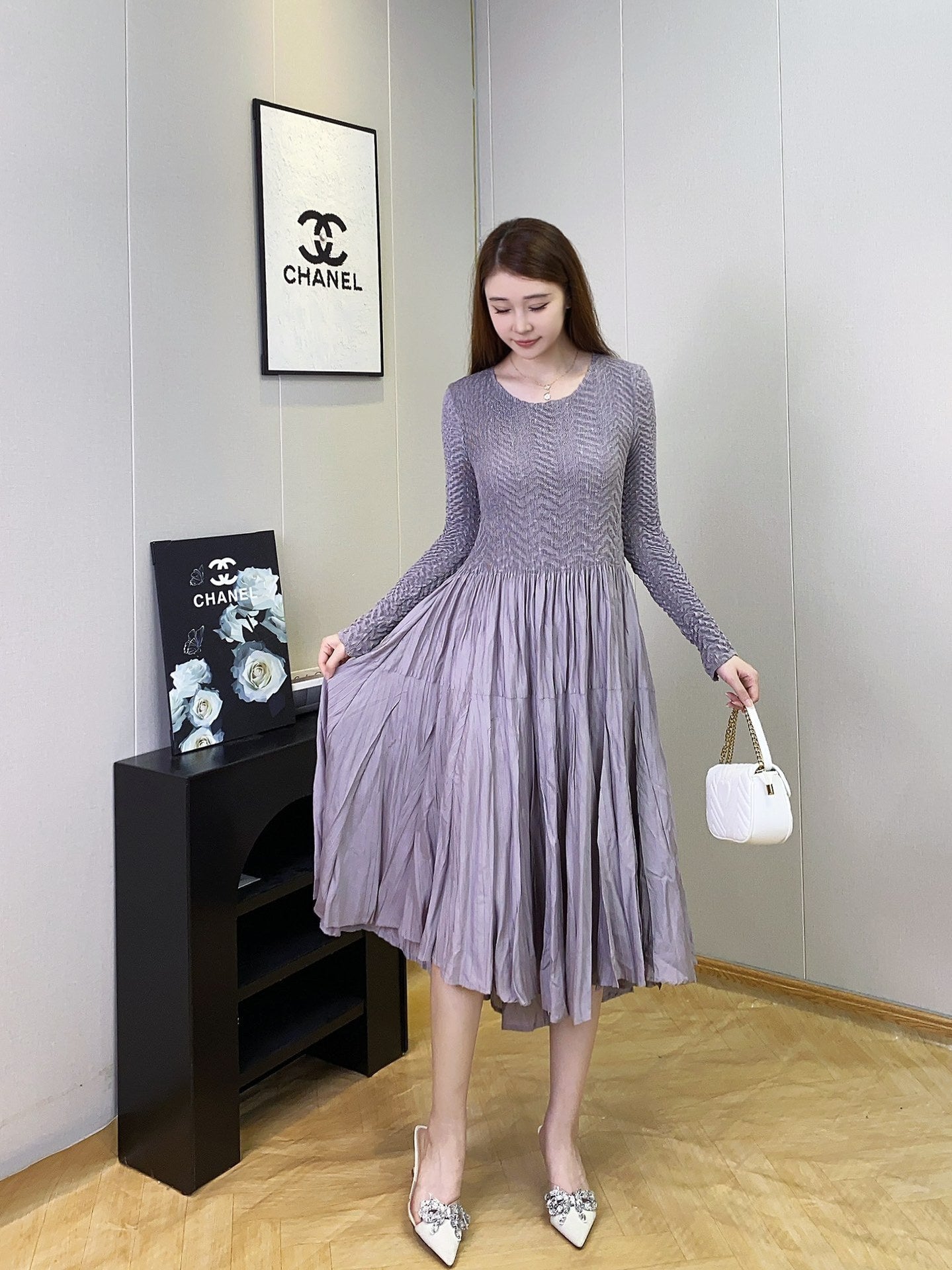 Slim-fit Slimming Elegant Pleated A- Line Dress Women