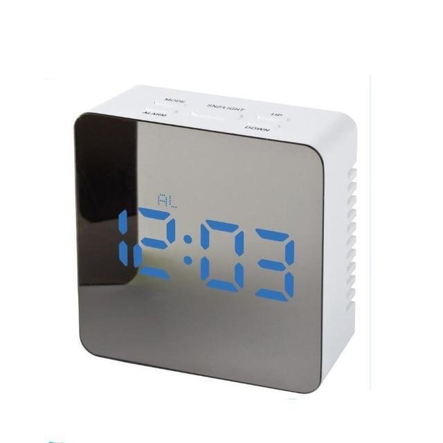 Digital LED multi-function mirror clock