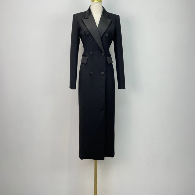 British Black High-grade Autumn Coat Coat Dress