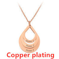 Customized 3 Water Droplet Engraving Name Stainless Steel Jewelry Pendant Necklaces For Women Personalized Gift