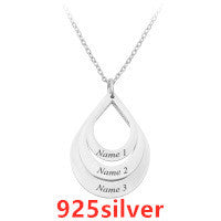 Customized 3 Water Droplet Engraving Name Stainless Steel Jewelry Pendant Necklaces For Women Personalized Gift