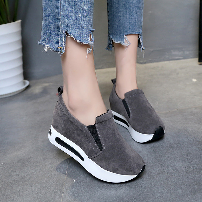 Korean Version Of The Sponge Cake Wedges With Thick-Soled Inner Heightening Women'S Single Shoes All-Match Comfortable Loafers