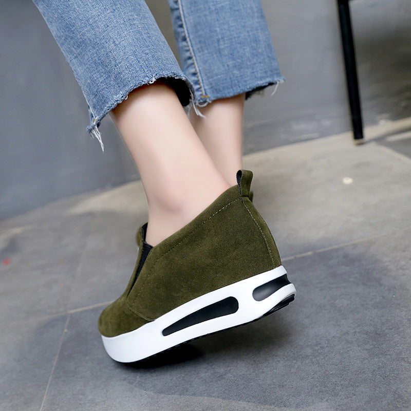 Korean Version Of The Sponge Cake Wedges With Thick-Soled Inner Heightening Women'S Single Shoes All-Match Comfortable Loafers