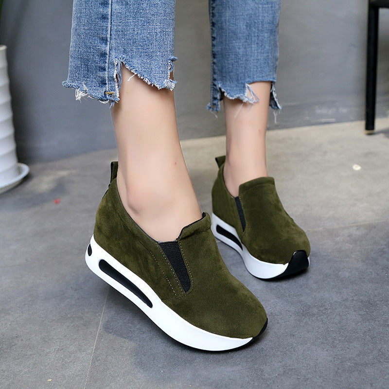 Korean Version Of The Sponge Cake Wedges With Thick-Soled Inner Heightening Women'S Single Shoes All-Match Comfortable Loafers