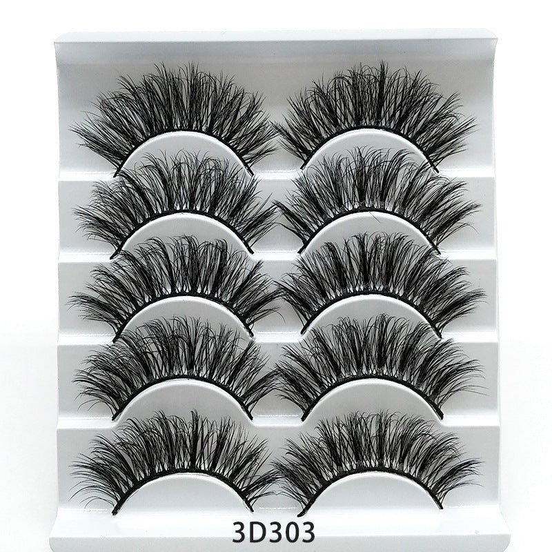 Mink False Eyelashes 3D False Eyelashes Five Pairs Of Soft Cotton Stalk Eyelashes