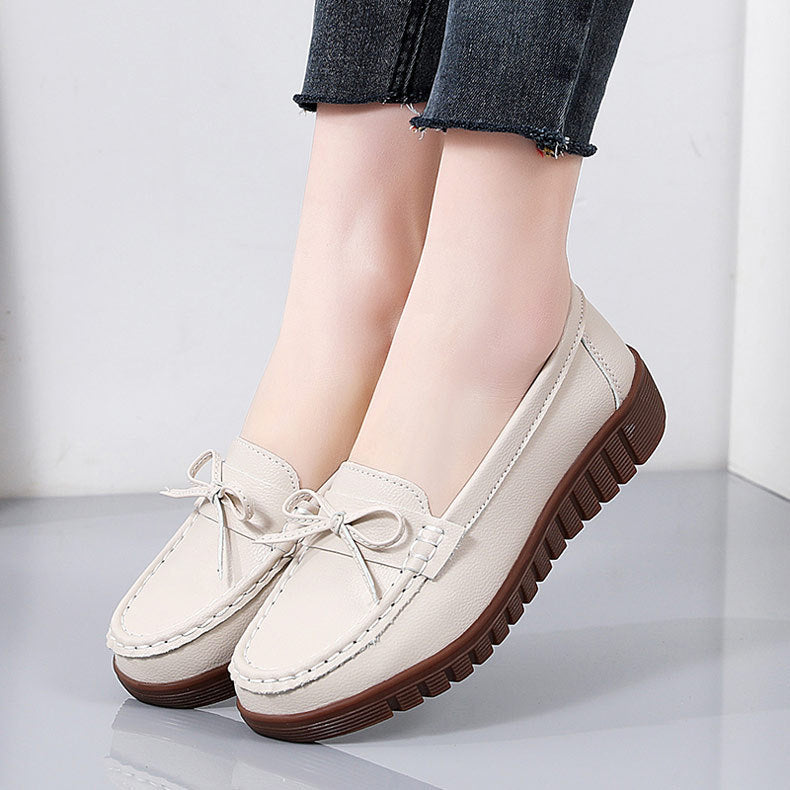 Summer Leather Breathable Women's Soft-soled Leather Shoes