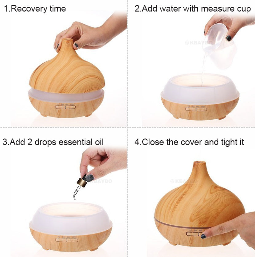 Creative Home Appliance Full Wood Grain Remote Control Aromatherapy Lamp