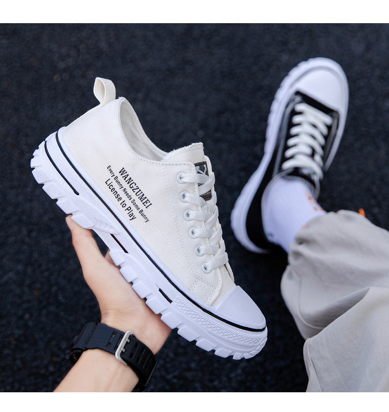 Summer New Lightweight Breathable Low Top Board Shoes Fashion Canvas Shoes Korean Style Trendy Hong Kong Style Casual Men's Shoes