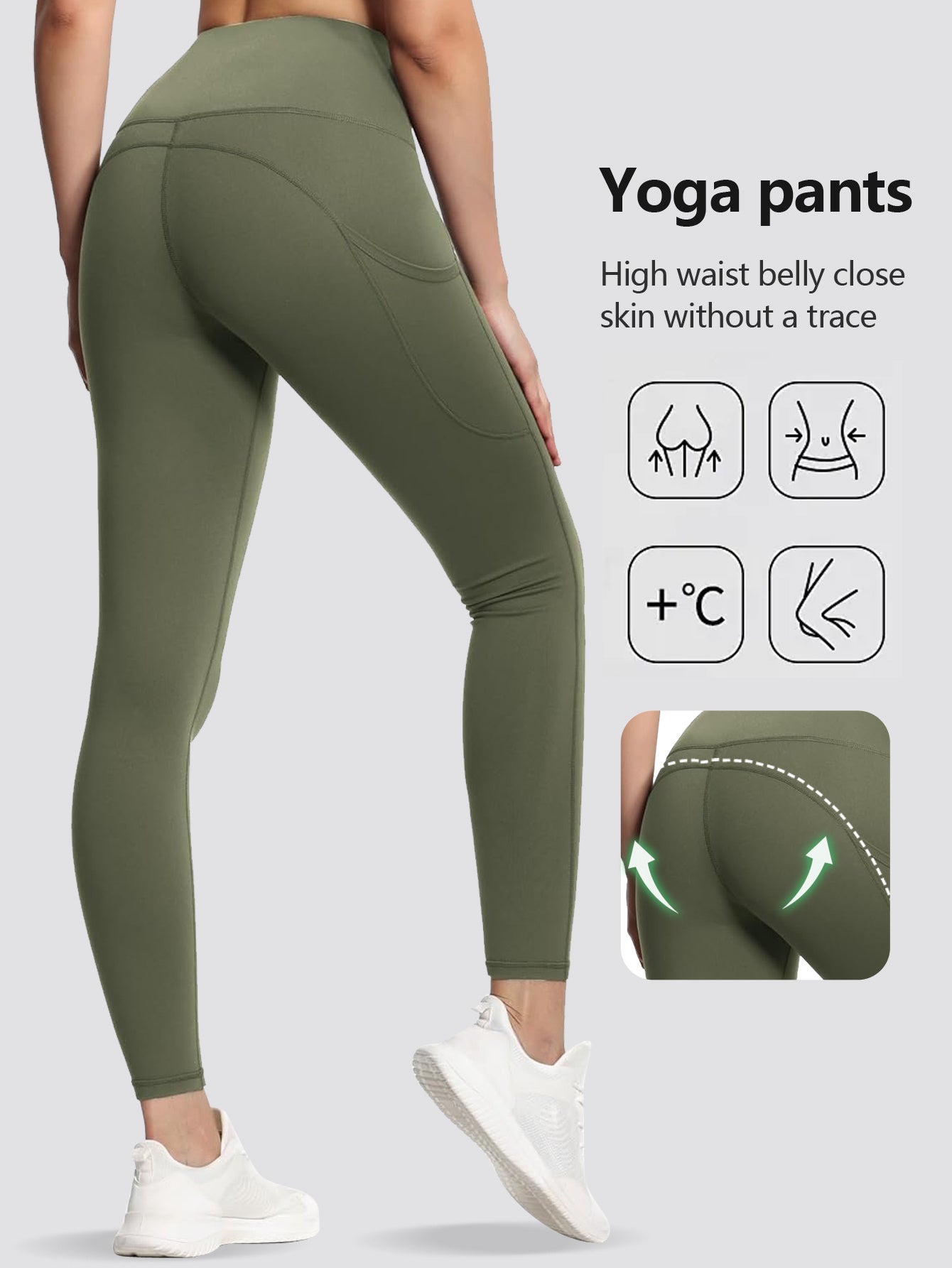 Leggings For Women With Pockets High Waisted Tummy Control For Workout Running Yoga Pants Lightweight Sweatpants For Fitness Pilates