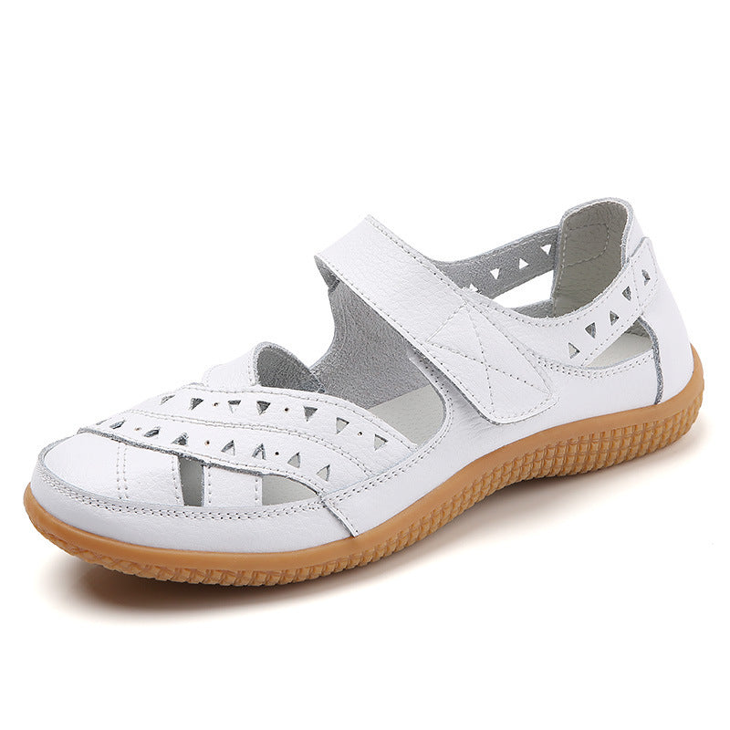 Women's Hollow Hole Leather Casual Sandals