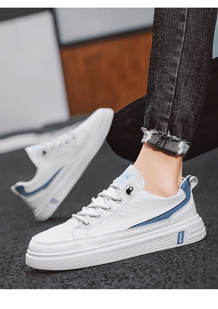 Men's Spring And Autumn Leather Casual Sneakers