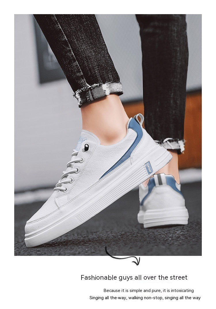 Men's Spring And Autumn Leather Casual Sneakers