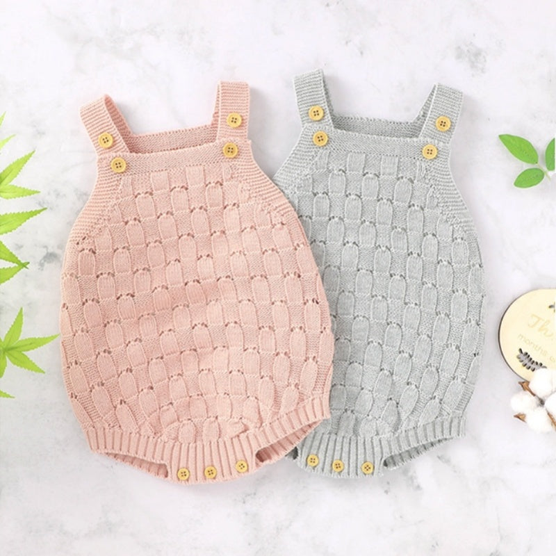 Solid Color Sling Baby Dress Baby Knitted Cotton One-Piece