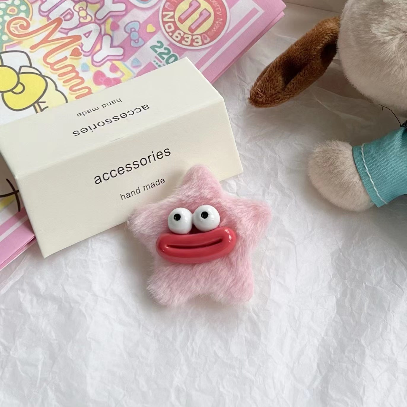 Girly Heart Plush Duckbill Clip