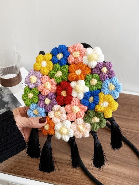 Ethnic Fluffy Bag For Women, 2025 New Fashion Trend, Floral Small Round Bag, Stylish And Versatile, Can Be Worn On One Shoulder Or Cross-body