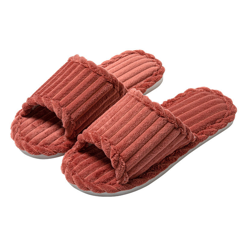 Corduroy Open TPR Open Toe Four Seasons Slippers