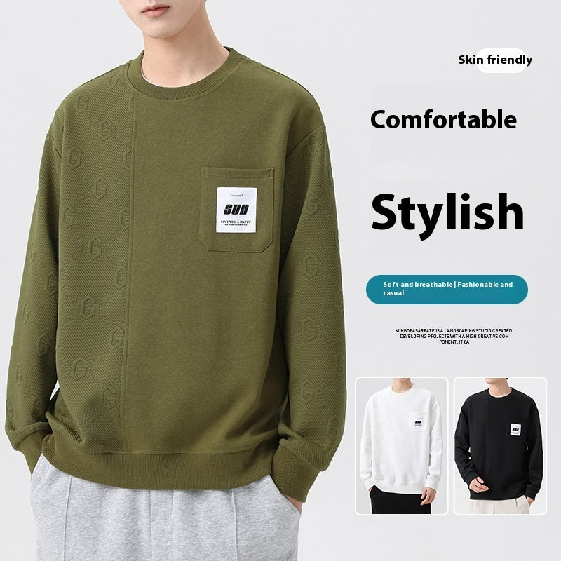 Design Sense Niche Korean Style Trendy Plus Size Men's Round Neck Loose Bottoming Shirt