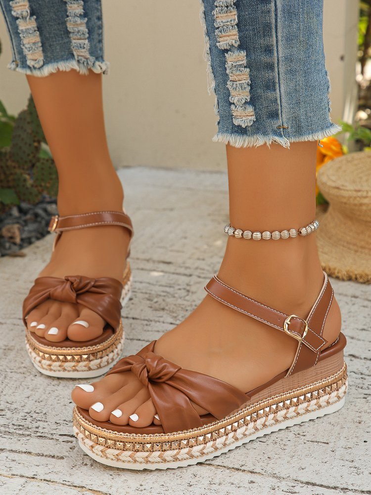 European And American Ladies Plus Size Rope Bottom Platform Sandals