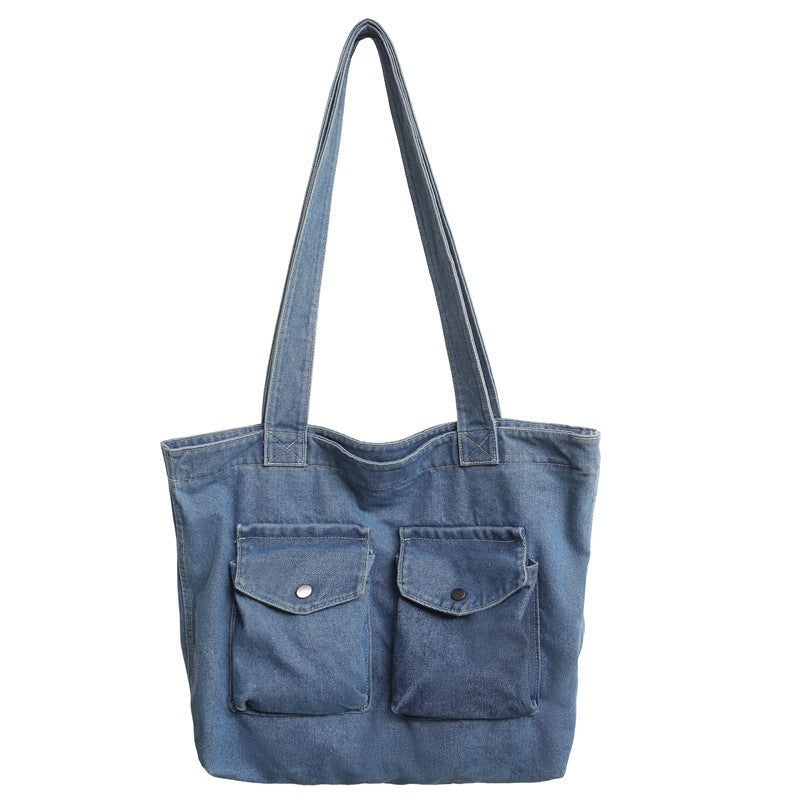 Retro Washed Denim Shoulder Underarm Bag