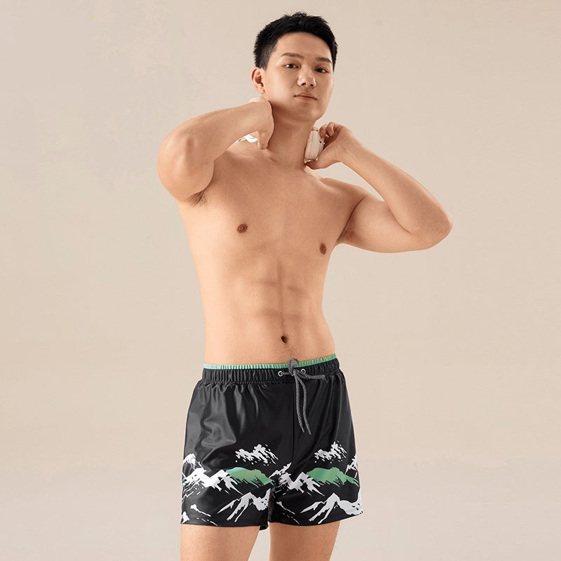 Men's Water-absorbing Quick-drying Simple Printed Swimming Trunks