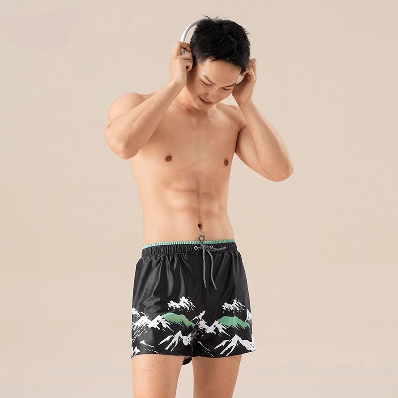 Men's Water-absorbing Quick-drying Simple Printed Swimming Trunks