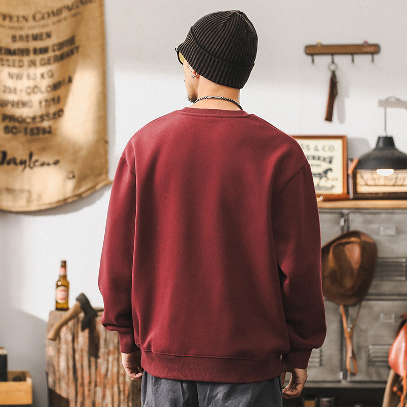 Loose And Simple Purplish Red Top For Men