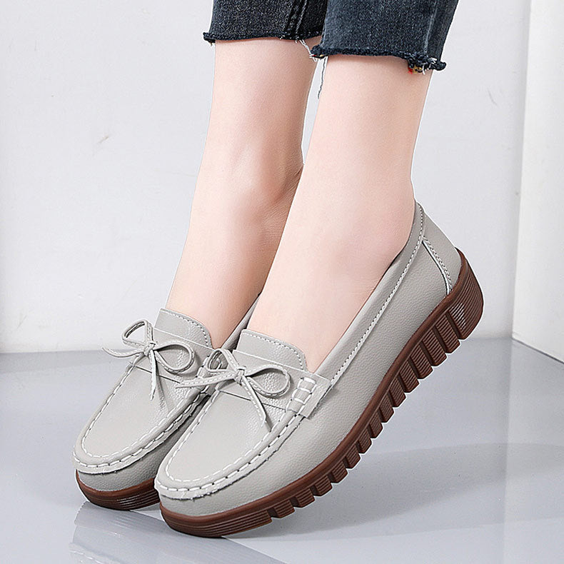 Summer Leather Breathable Women's Soft-soled Leather Shoes