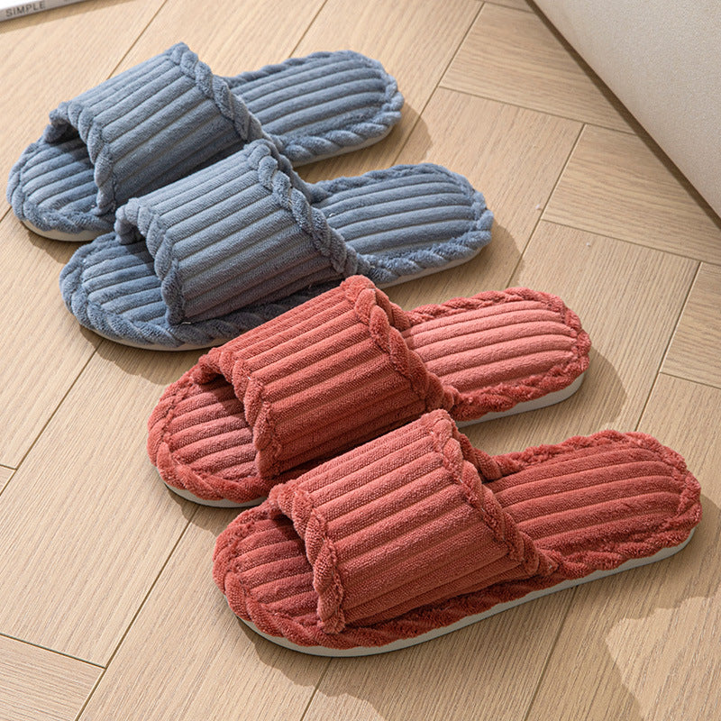 Corduroy Open TPR Open Toe Four Seasons Slippers