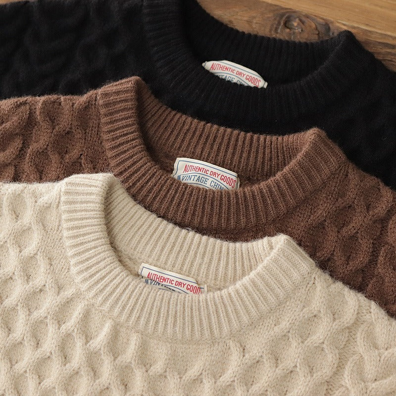 Winter Thickened Knitting Retro Lantern Sleeve Plus Size Loose Casual Sweater