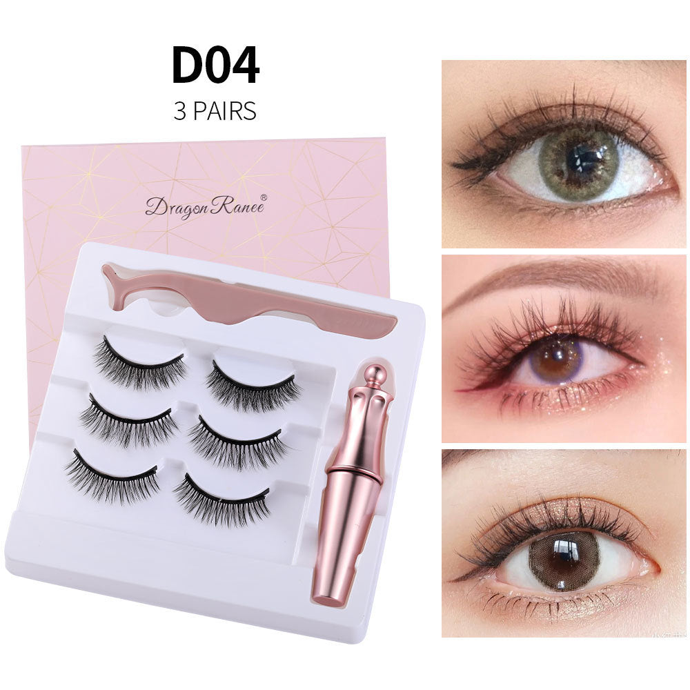 Natural Long Lasting Magnetic Liquid Eyeliner & Magnetic False Eyelashes & Tweezer Set Make up Set