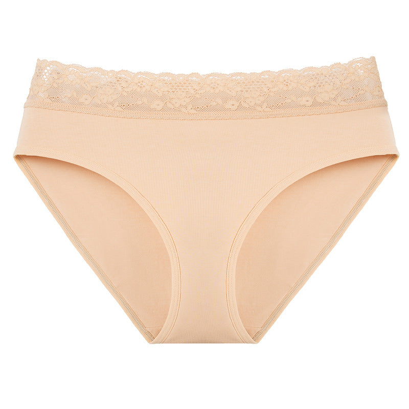 Women's Cotton High Waist Lace Briefs