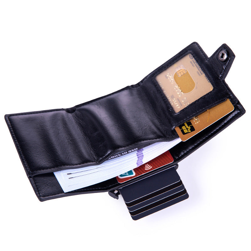 Men's High-grade Folding Leather Carbon Fiber Card Package