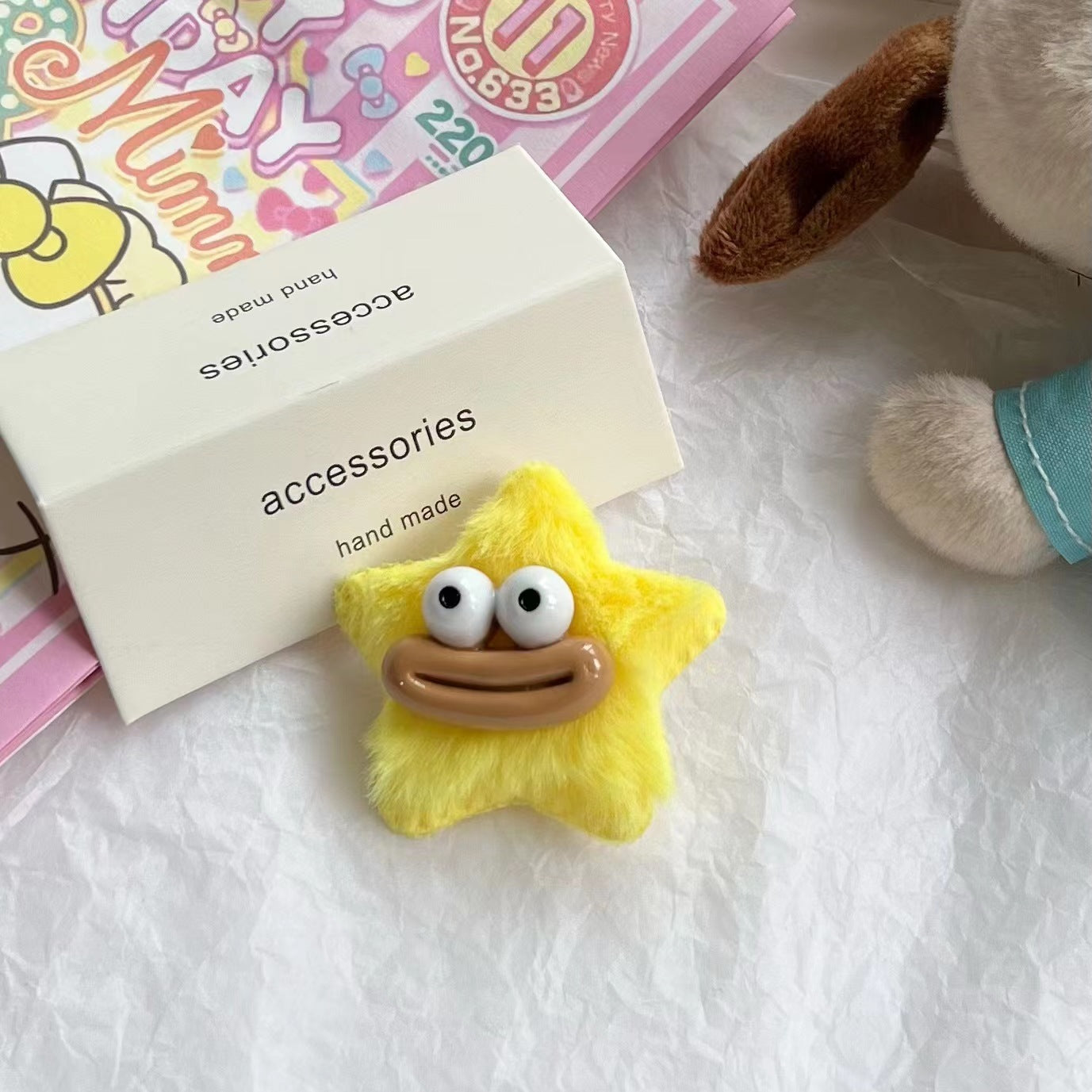 Girly Heart Plush Duckbill Clip