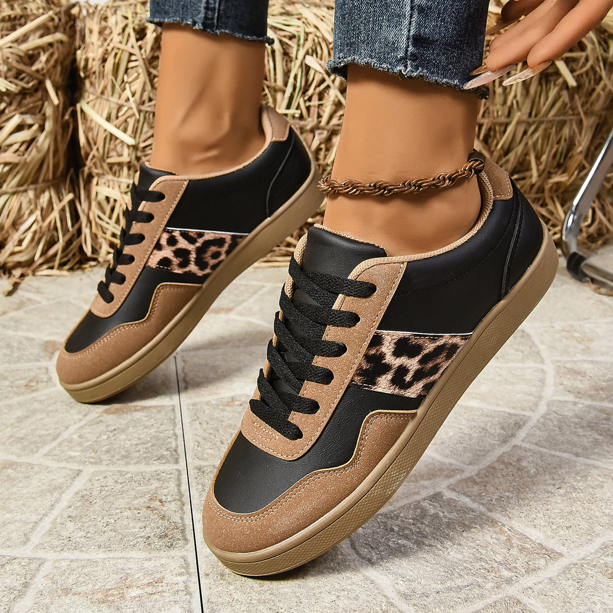 Flat Lace-up Oversized Casual Shoes