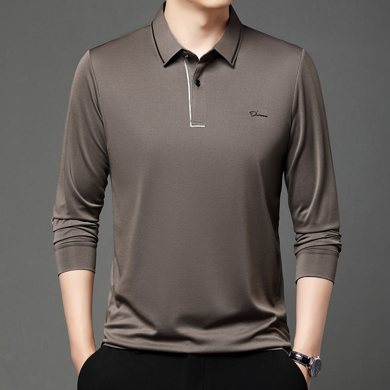 Men's Spring And Autumn Stretch T-shirt Lapel Long Sleeve T-shirt