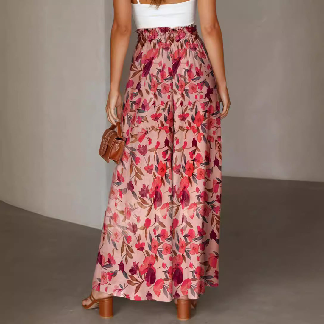 Printed Comfortable Casual Wide-leg Trousers