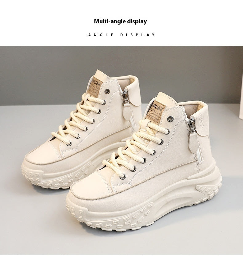 Round Toe Shoes Platform Height Increasing Casual Sneakers