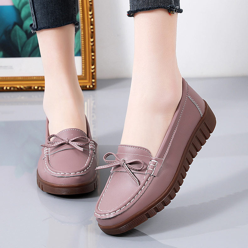 Summer Leather Breathable Women's Soft-soled Leather Shoes