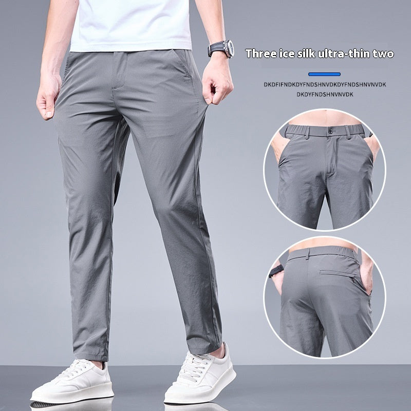 Ice Silk Casual Pants Men's Thin Trendy Trousers