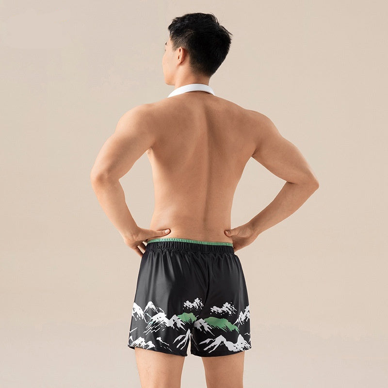 Men's Water-absorbing Quick-drying Simple Printed Swimming Trunks