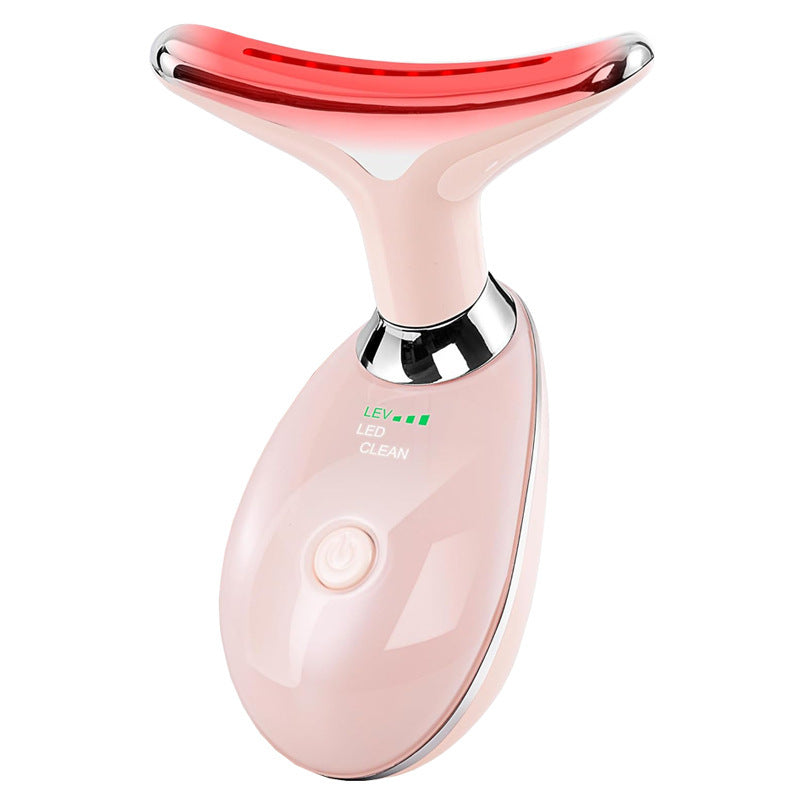 Neck Face Beauty Device Colorful LED Photon Therapy Skin Tighten Reduce Double Chin Anti Wrinkle Remove Lifting Massager