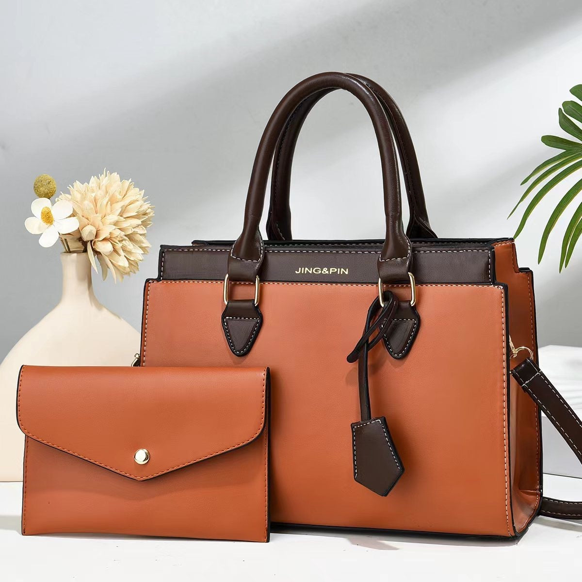 Contrast Color Minimalist Large Capacity Textured Female Bag