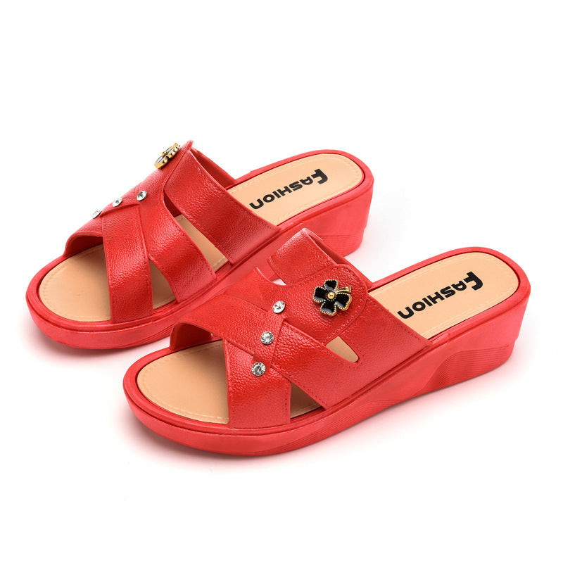 Outdoor Wear Summer Wedge Fashion Non-slip Home Thick-soled Slippers