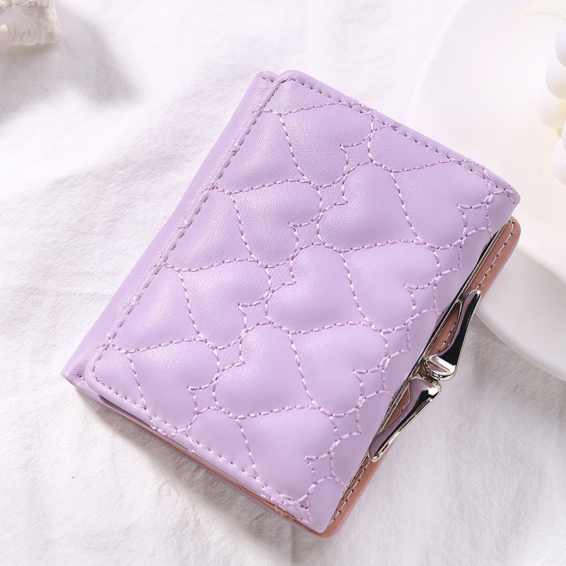 Short Chic Embroidery Thread Small Wallet Female Fresh