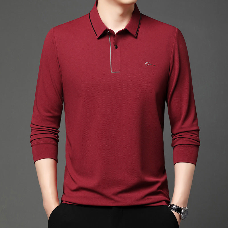 Men's Spring And Autumn Stretch T-shirt Lapel Long Sleeve T-shirt