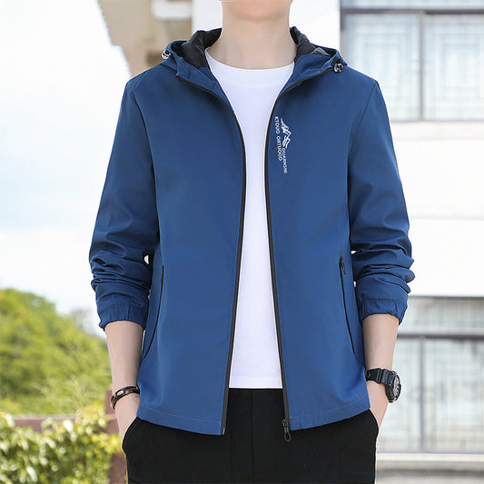 Breathable Quick-drying Loose Elastic Zipper Hooded Men's Jacket